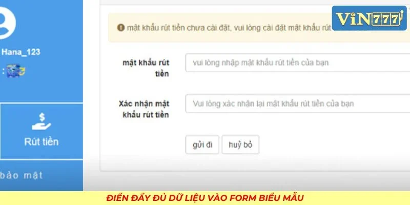 Điền đầy đủ dữ liệu vào form biểu mẫu
